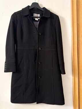 J CREW Black Wool Blend Single-Breasted Coat